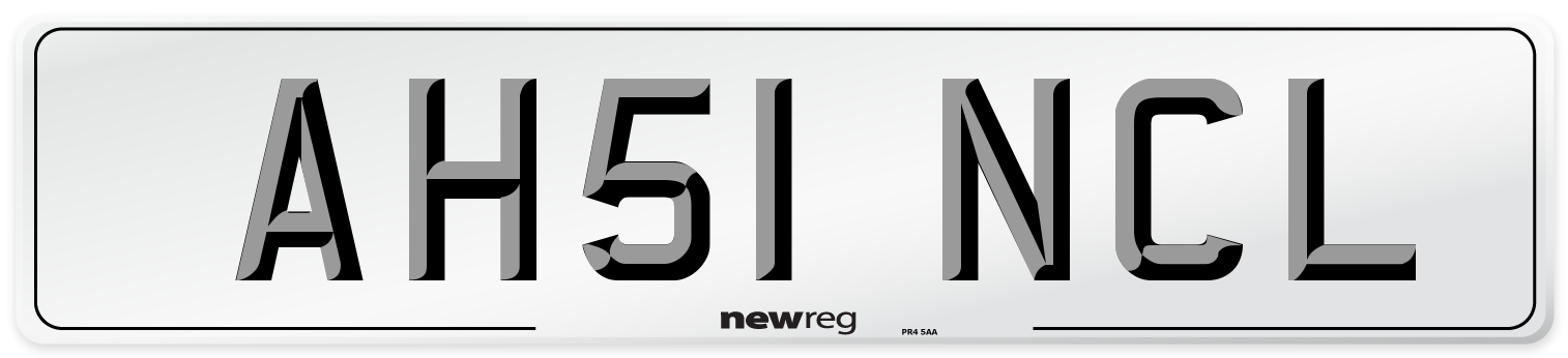 AH51 NCL Number Plate from New Reg